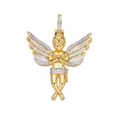 Angel with Wings Gold Tone Religious Moissanite Pendant